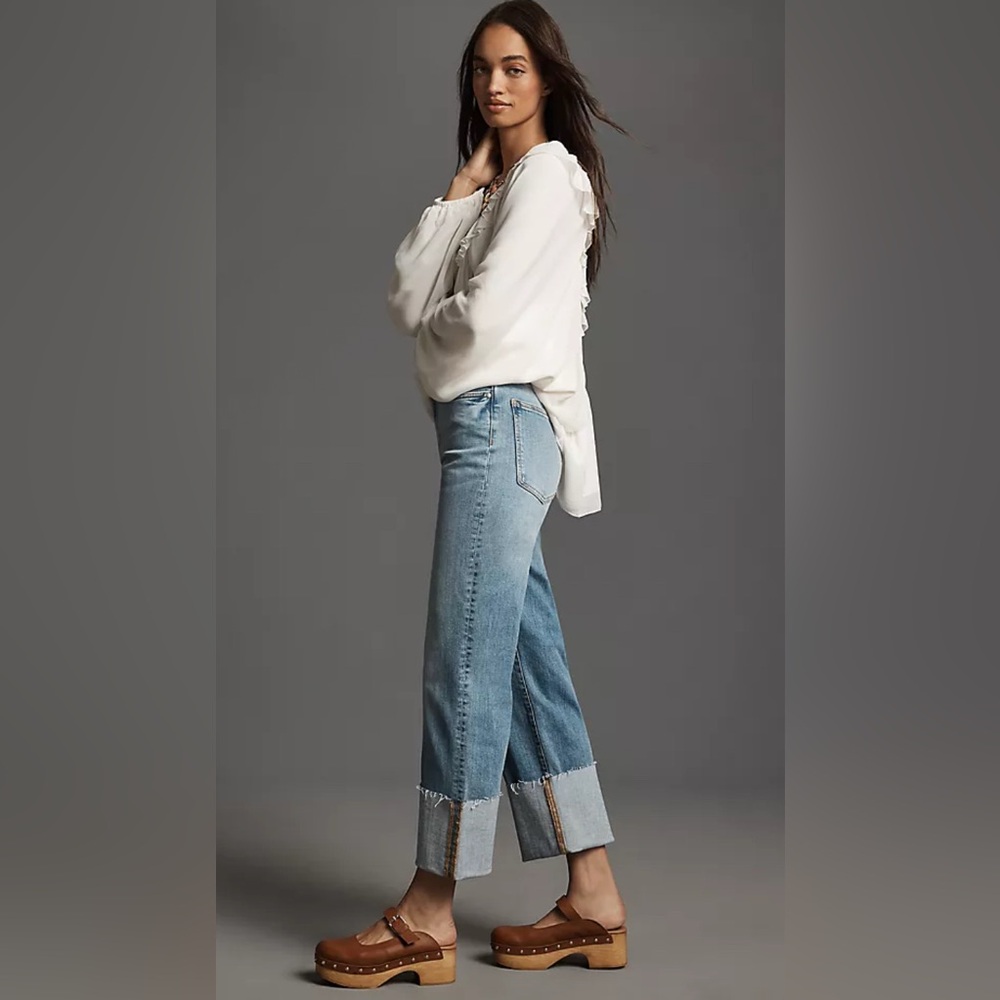 Pilcro Anthropologie The Scotie Cuffed High Rised Jeans 28 - Picture 2 of 14
